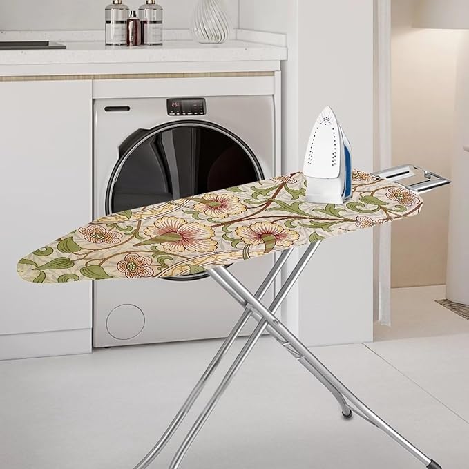 ZCFYGDX William Morris Art Ironing Board Covers,Stain Resistant & Anti-Scorch Elastic Edges Nylon Buckle Straps Hook & Loop Fastener Strap,Easy Install of Protective Decorative Cover 18x58 Inch