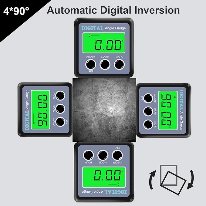 Digital Angle Gauge, Angle Finder Magnetic Digital Level Protractor, Table Saw Accessories with LCD Backlight Display Data Hold and V-groove & Magnetic Base