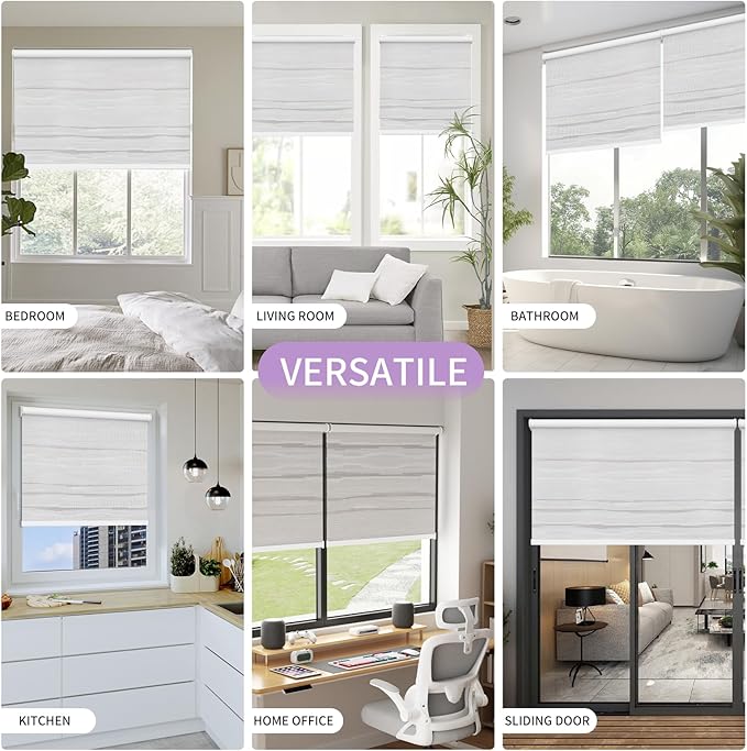 Astomi Motorized Blinds with Remote - Blackout Smart Roller Shades Compatible with Alexa & Goggle Home, Solar Rechargeable, Custom Size 22" - 100" for Indoor Window, Silver Grey