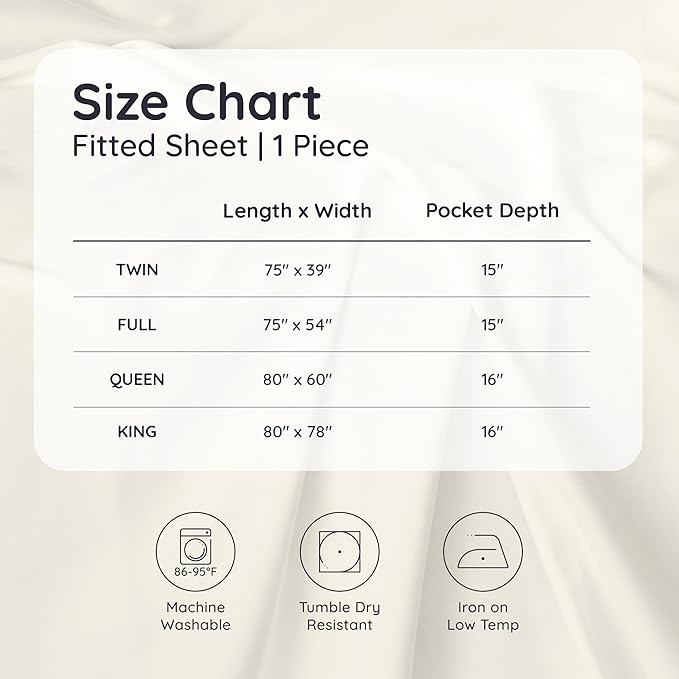 Bambaw Full White Fitted Sheet Only, 100% Viscose Derived from Bamboo Full Size, Cooling Fitted Sheet with Corner Straps, Soft (White)