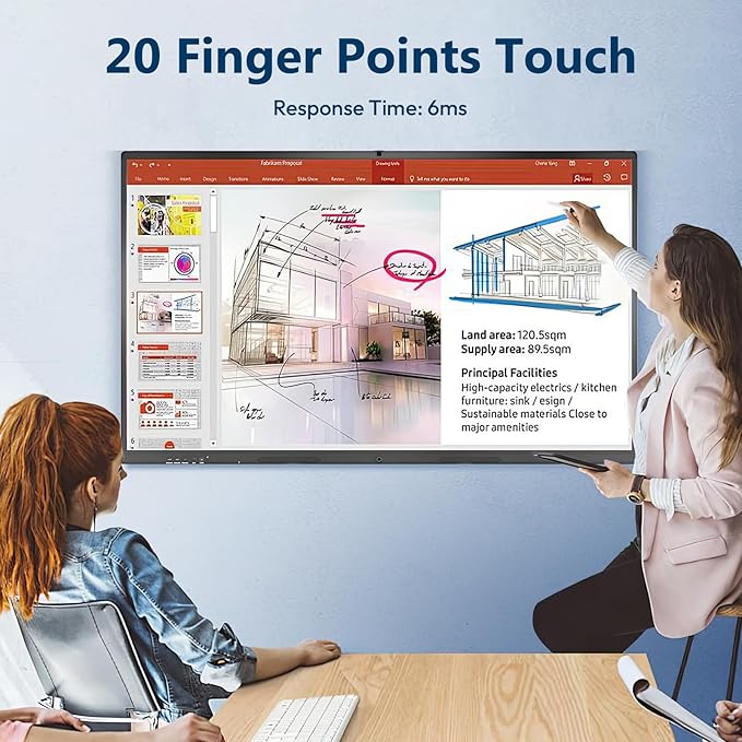 YIXZSWD Smart Board,85 Inch Interactive Whiteboard 4K Touchscreen Built in Ultra High Definition Camera Open App Ecosystem, Digital Presentation Electronic Smart WhiteBoard for Classroom Home Office