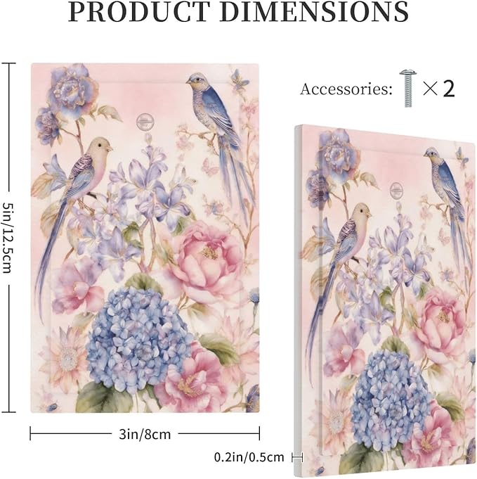 Bvtewkhz Floral Birds Morris No Device Single Blank Decorative Outlet Covers Light Switch Plate Electrical Receptacle Switchplate For Bathroom Kitchen Bedroom