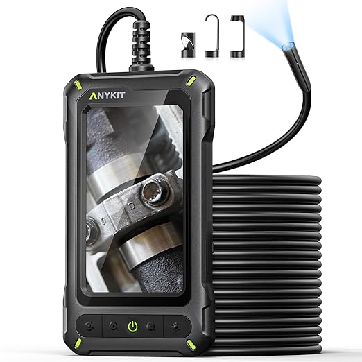 Borescope Inspection with Light, Industrial Endoscope Camera with 4.3” HD Screen, Waterproof Digital Snake Camera, Semi-Rigid Cable Bore Scope for Home Pipe, Engine, Inside Wall, Duct (11.5 FT)