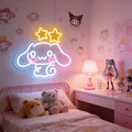 THIIXDAI Cinnamoroll Neon Sign for Room Decor, USB Powered LED Lights with Dimmable, Japanese Cartoon Dog Neon Signs, Cute Night Light Gifts for Children (14.96"L x 12.99"W)