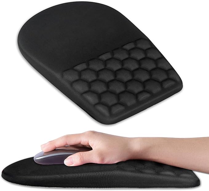 BOCHEERY Ergonomic Mouse Pad Wrist Support,Upgrade Mousepad with Massage Design,Non-Slip PU Base Desktop Mouse Pads for Pain Relief, Computer, Office & Home,12 x 8 in（E-Black）