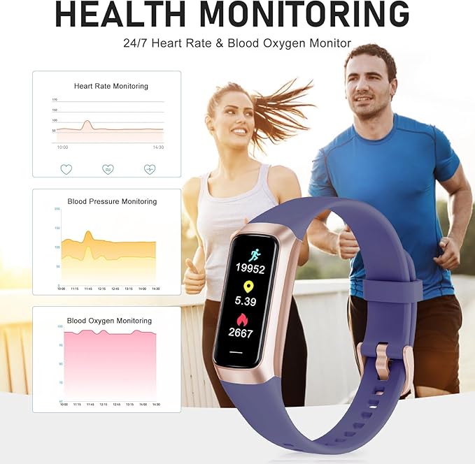 Fitness Tracker with 24/7 Heart Rate Blood Oxygen Sleep Monitor, 1.1" AMOLED Touch Screen Activity Tracker Smart Watches, IP68 Waterproof Step Counter Pedometer for Women Men