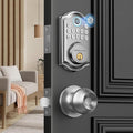 AkaGear DS10 Keyless Entry Door Lock with Door Knob, Fingerprint Door Lock, Electronic Keypad Deadbolt, Smart Door Lock, Smart Locks for Front Door, Auto-Lock - Satin Nickel