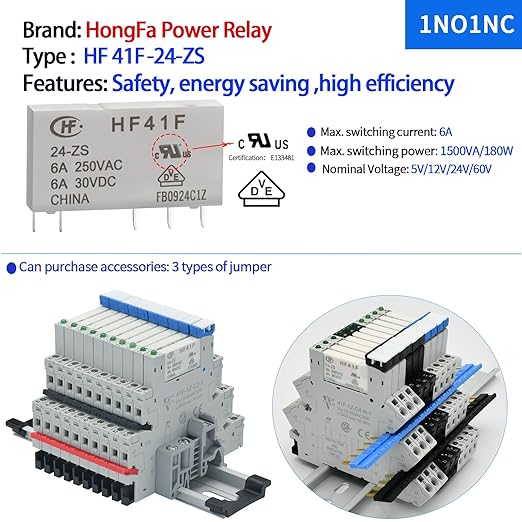 Electromagnetic Relay 24V DC/ 24V AC SPDT 6A with LED Indicator, Socket Base, DIN Rail, Ultra Thin 6.2mm, UL CE VDE Certification