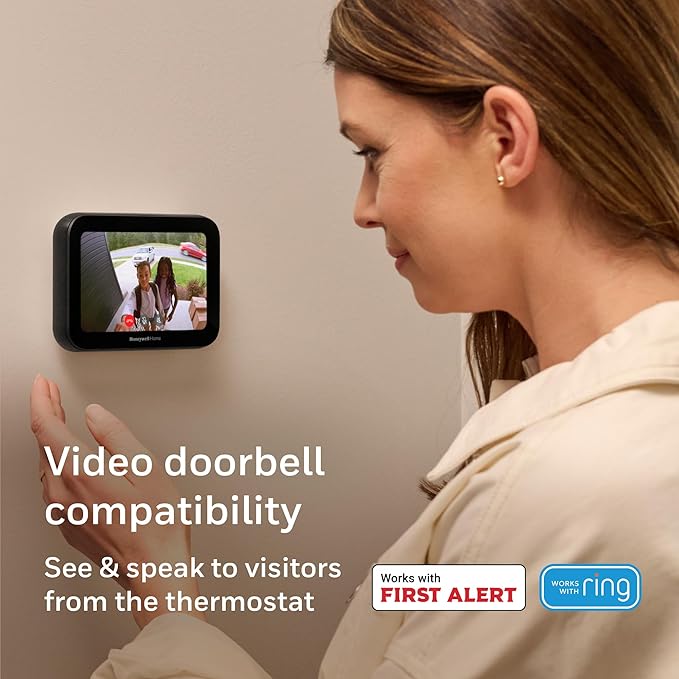 New Honeywell Home X8S WiFi Smart Thermostat with Video Doorbell Compatibility, IAQ Control, and Customizable Touchscreen Display, Black