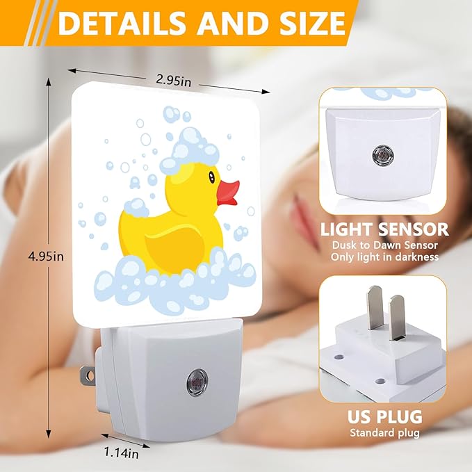 GANTINIR Night Light, Plug-into Cartoon Duck Nightlight White LED Lamp, Energy Efficient Decor Desk Lamp for Bedroom Hallway Stairs Bathroom