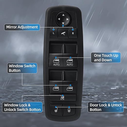 WUANGKI Power Master Window Switch Front Left Driver Side | 3+0 Pins | Compatible with 2012-2016 Chrysler Town, 2012-2016 Country, 2012-2019 Dodge Grand Caravan, Replace OE 68110872AA