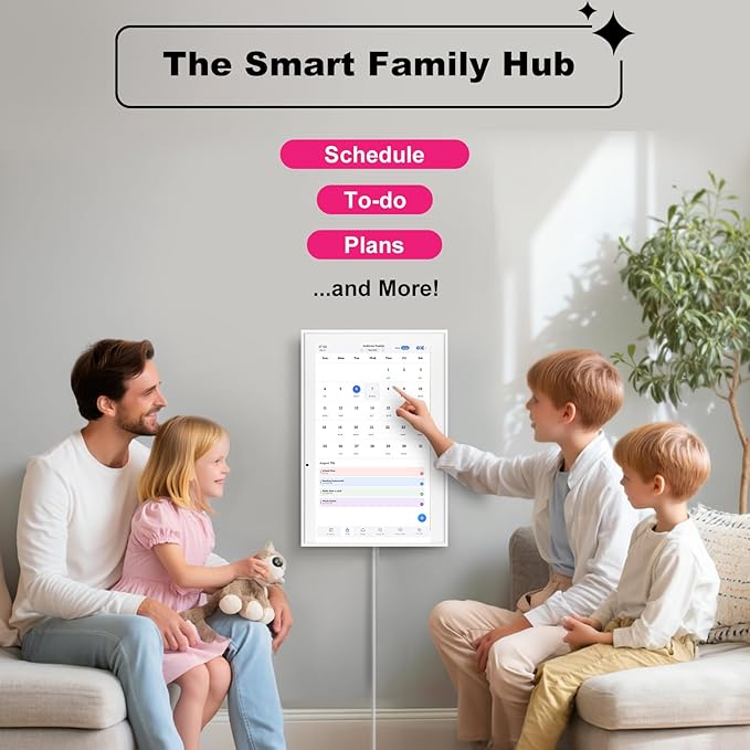 Digital Calendar, 10.1 Inch Wall Planner Electronic Calendar&Chore Chart,1080P Full HD Interactive Touchscreen Smart Touchscreen Interactive Display for Family Schedules – Wall Mount Included, Great for Organizing Your 2026 White