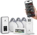 Leak Geek Pro Wi-Fi Alert System: Bridge Gateway, 3 Water Spot Detection Sensors, a Water Leak Area Detection Sensor with 76-inch Cable, and an Interior Temperature and Humidity Sensor Display