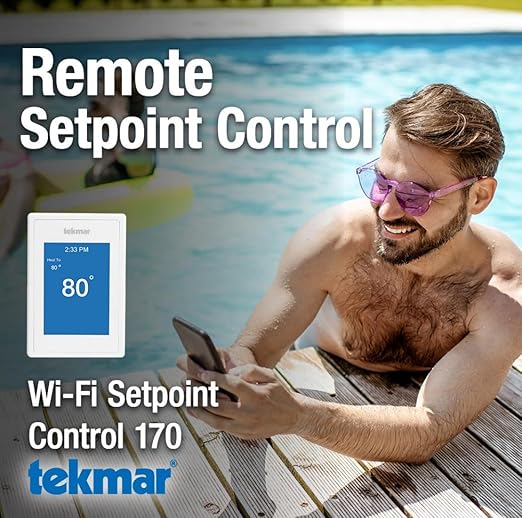 tekmar Wi-Fi Setpoint Control 170 - One Stage Heat or Cool | Innovative Control Unit Connects to Internet | Remote Operation via Watts Home Mobile App | Can Use w/Pools, Hot Tubs, Water Tanks & More