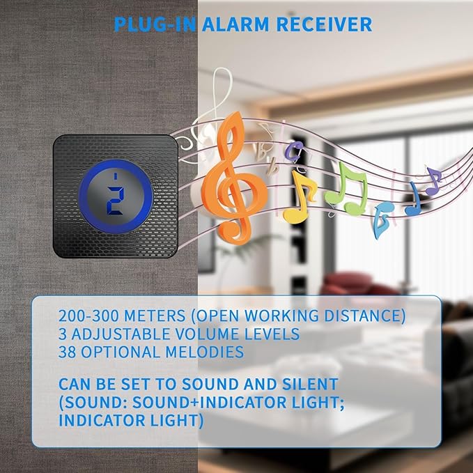 Qumox Solar-Powered Driveway Alert System - Wireless Motion Sensor Doorbell with Weatherproof Design for Home and Business Security (2 Sensor & 1 Receiver)