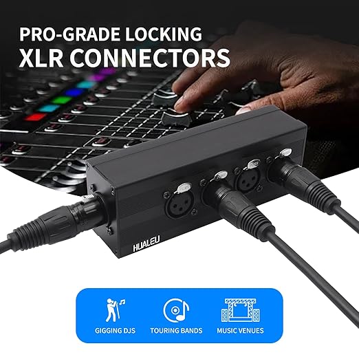 HUALEU 3Pin XLR 1 Male to 4 Female Splitter,4WAY XLR Four-Input and one-Output Parallel Connection Adapter,Four Microphone inputs Converted to one Output,4 in to 1 Out Aduio Splitter