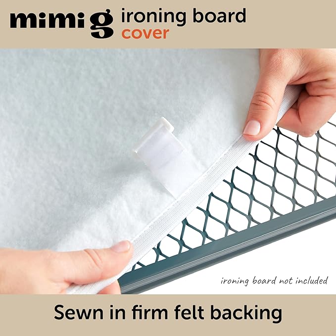 oliso Ironing Board Cover – 100% Cotton with Professional Felt Pad, Fits Standard 54" x 15" Boards – Secure Fit with Wide Elastic Edge & Adjustable Straps – Mimi G