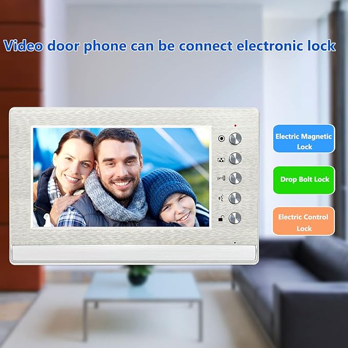 toncont 7 Inches Video Doorbell Intercom System, Video Door Phone System, Wired Video Doorphone Kits, Unlock, Dual-Way Intercom for Home Villa House Office Apartment (Silver)