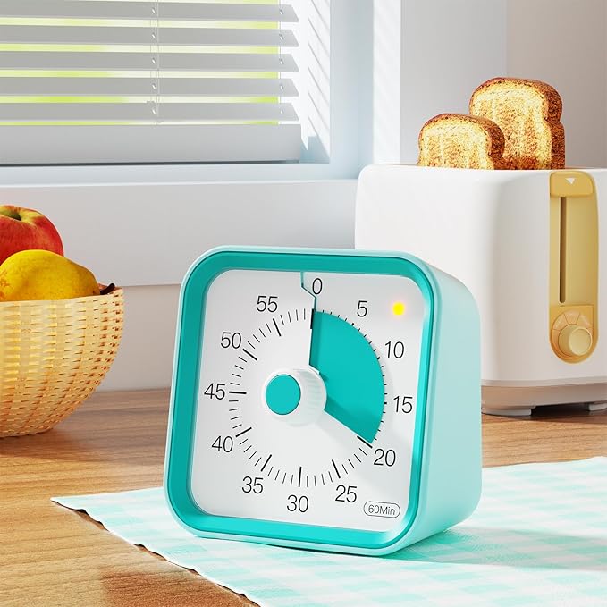 InfPokid Visual Timer for Kids with Pause Function, 60 Minute Countdown Timer for Kids Desk Study, Teaching, Kitchen Cooking, Office Meetings, Time Management for ADHD (Green)