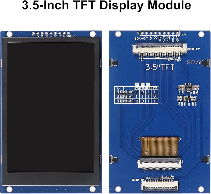 XIITIA 2pcs 3.5" SPI TFT LCD Display Module 320x480 RGB LCD Screen 3.3V ST7796 Drive SPI Interface 8pin Full Color for Arduino DIY