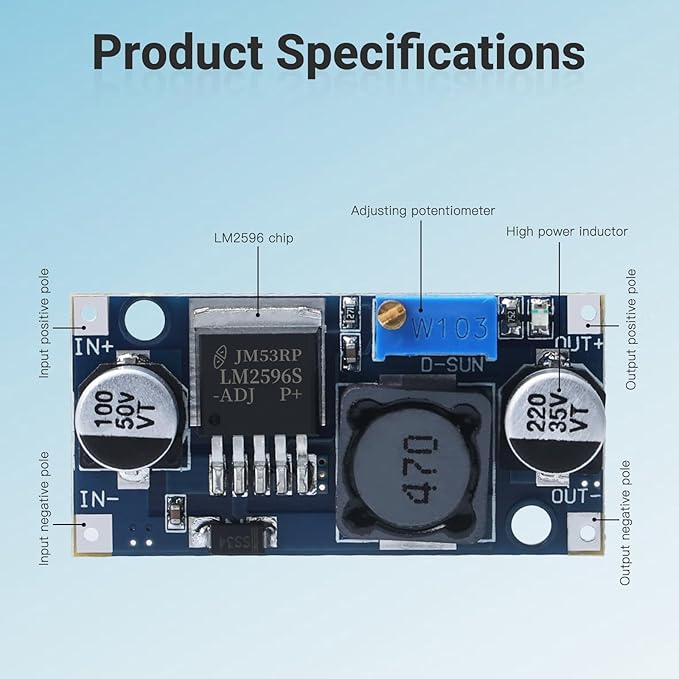 KERWINN 10PCS LM2596 DC-DC Buck Converter Step Down Module, 3.0-40V to 1.5-35V Adjustable Voltage Regulator Power Supply