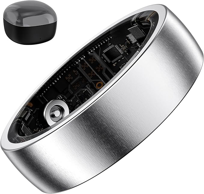 S SECRETTOP Smart Ring Fitness Tracker for Women - Health Heart Rate Ring with Sleep Monitoring, SpO2 Tracking, No Subscription Fee, Family Care (Silver 9)
