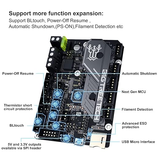 BIGTREETECH SKR Mini E3 V3.0 32 Bit Control Board Integrated TMC2209 UART Stepper Driver Supports Marlin/Klipper Compatible Ender 3/Ender 3 Pro/Ender 3 V2 Ender 5 3D Printer Motherboard