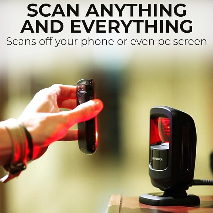 Zebra DS9208 Hands-Free Barcode Scanner Bundle - Symbol Motorola 2D Scanner - High-Speed Zebra DS9208 Barcode Scanner for Retail & POS Systems - Durable & Efficient (Renewed)