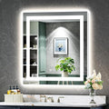 YEELAIT 30x30 Inch LED Bathroom Mirror with Lights Front and Backlit Lighted Vanity Mirror for Bathroom Wall with 3 Colors Dimmable Anti-Fog Memory Shatter-Proof IP54 Waterproof Horizontal/Vertical