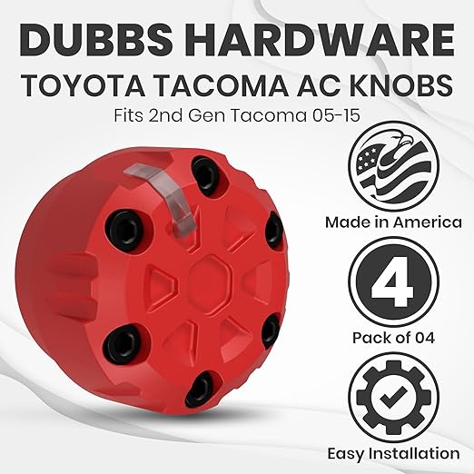 4 Pack - 2nd Gen Tacoma Accessories AC Knob Upgrade - 2005,2006,2007,2008,2009,2010,2011,2012,2013,2014,2015 Tacoma Climate Control Dial Mods Set - for Toyota Interior Replacement Kit