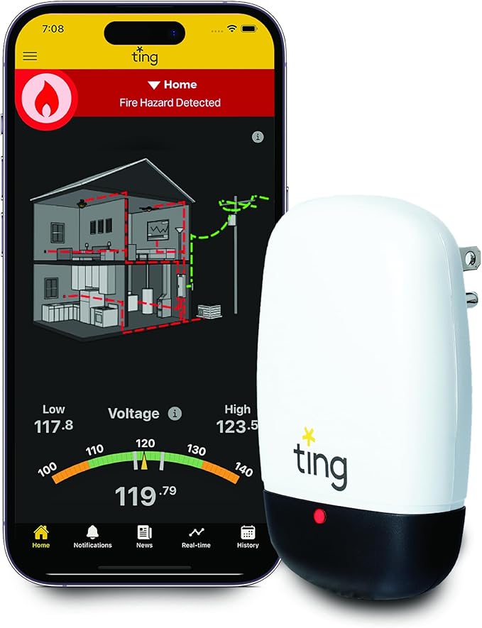 Ting Fire Electrical Fire Prevention Sensor & Service - Residential Use Only - 12 Months of Required Service Included - Home Fire Safety