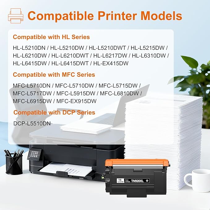 VLOVEINK TN920XL TN920 Toner Cartridge Compatible for Brother TN920XL TN920 TN920UXXL TN920XXL Work with Brother HL-L6210DW MFC-L5915DW HL-L6210DWT HL-L5210DWT MFC-L5710DW Printer (2 Pack, with Chip)