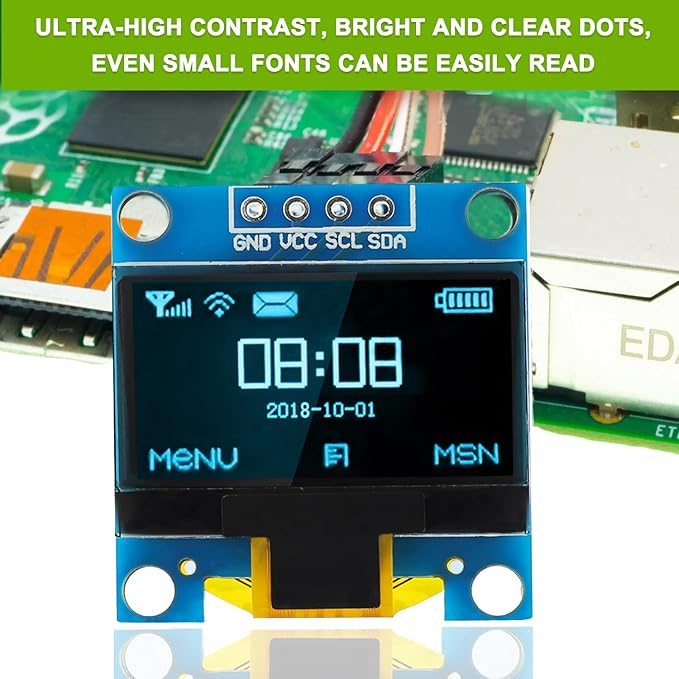 EPLZON 5 Pack 0.96 inch OLED IIC Display Module 128x64 Pixel Mini Self-Luminous Display Screen Board for Arduino Projects Raspberry Pi with Wire(Blue)