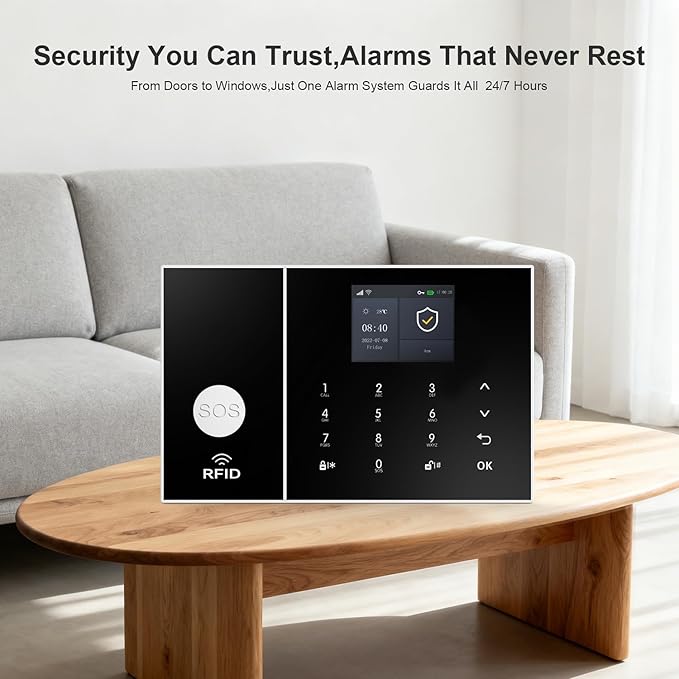 LWOHSI Alarm System for Home Security,WiFi+GSM 4G Wireless Alarm System with Phone APP Alert,T53W HD Security Camera,Door/Window Sensor,Remote,Work with Alexa and Google for Home,Apartment,Office