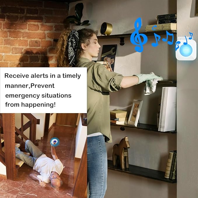 LIOTOIN Caregiver Pager Wireless Call Button Call Bell Alert Button Nurse Alert System for Elderly/Patients/Disabled Call Light System 600+ft Operating Range (with Color Light Flashing Reminder) ﻿