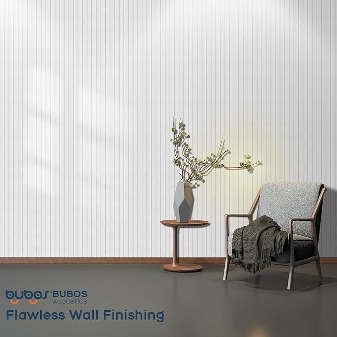 BUBOS 6 Pack Large Acoustic Panels,48x12Inch SoundProof Panels for Walls,Self Adhesive Acoustic Wall Panels,Decorative Sound Panels for Home Studio Office (White 02)