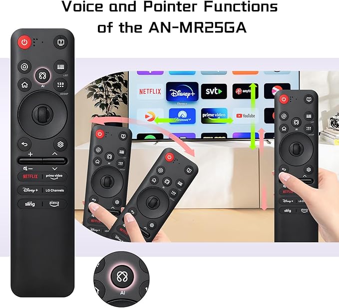 Replacement for LG MR25GA Magic Remote AKB76046602, Voice Control & Pointer Remote Compatible with LG TVs 2025 OLED G5/C5/B5 QNED 92A/85A/80A UA77 Series & Older Models MR25GA/24GA/23GA/22GA/21GA/20GA