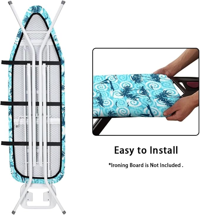 ZCFYGDX 14" x 45" Ironing Board Cover Scorch Resistant,Wear & Soil Resistant Covers, Easy Installation Elastic Edges 3 Fasteners,Lightweight & Breathable Coconut Tree Sailboat Print Size-S