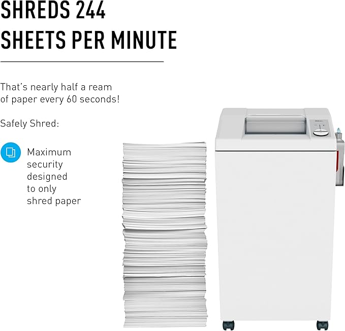 ideal. 2604 High Security Super Micro-Cut Centralized Office Paper Shredder with Automatic Oiler, Continuous Operation , 6–8 Sheet Feed Capacity, 26 Gallon Bin, 1 Horsepower Motor, P-7 Security Level