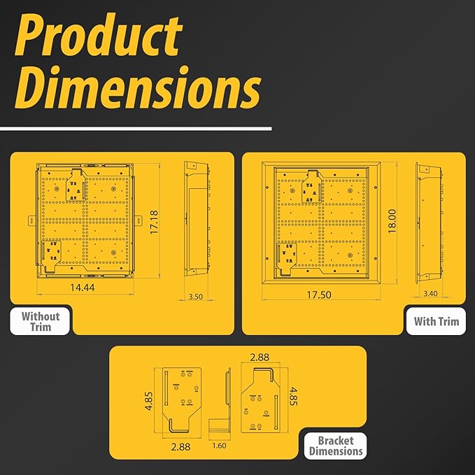 DataComm Electronics 45-8017-1 Multi-Functional Recessed Media Box For Seamless Home & Office Connectivity Solutions, In Wall Box, Hides TV Outlet & Cables (No Receptacle)