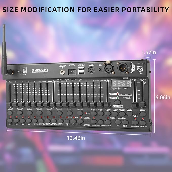 Ygybeyond Wireless DMX 384Controller,384-channel, DMX512, Controller, Dmx-384 Contooller, Stage Lighting Equipment & Accessorie For Dj, Ktv, Large Concert, DMX Light Controller (384 channel DMX-384)