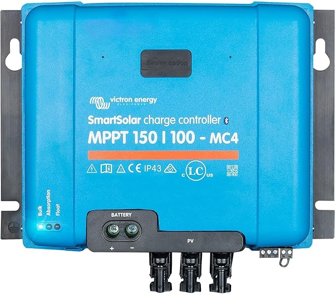 Victron Energy SmartSolar MPPT MC4 Compatible Solar Charge Controller (Bluetooth) - Charge Controllers for Solar Panels - 150V, 100 amp, 12/24/36/48-Volt