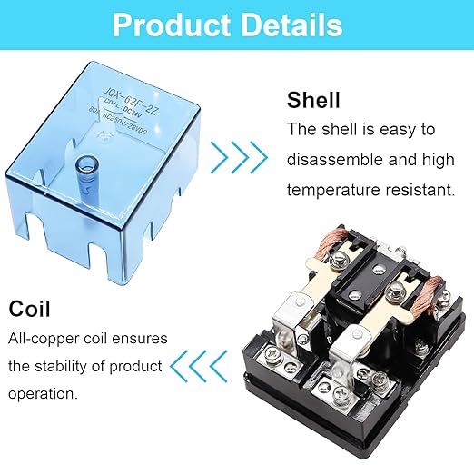 TWTADE/JQX-62F-2Z Coil Voltage DC 24V 80A DPDT Electronmagnetic Relay,High Power Relay DC 24V