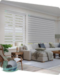 Yoolax Motorized Zebra Blinds Compatible with Alexa,Motorized Blinds with Remote Smart Automatic Custom Electric Window Blinds Cordless Indoor Blackout for Home Bedroom Kitchen (Crystal Silver)