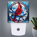 PODMemory Cardinal Stained Glass Night Lights Plug into Wall for Room, Cardinals Night Light LED for Bedroom