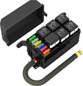 Fuse Box 12V Relay Box 6 Way Automotive Waterproof Relay Fuse Box Pre-Wired Relay Panel with 6 Relays and 6 ATC/ATO Blade Fuses for Car Truck Jeep Boat