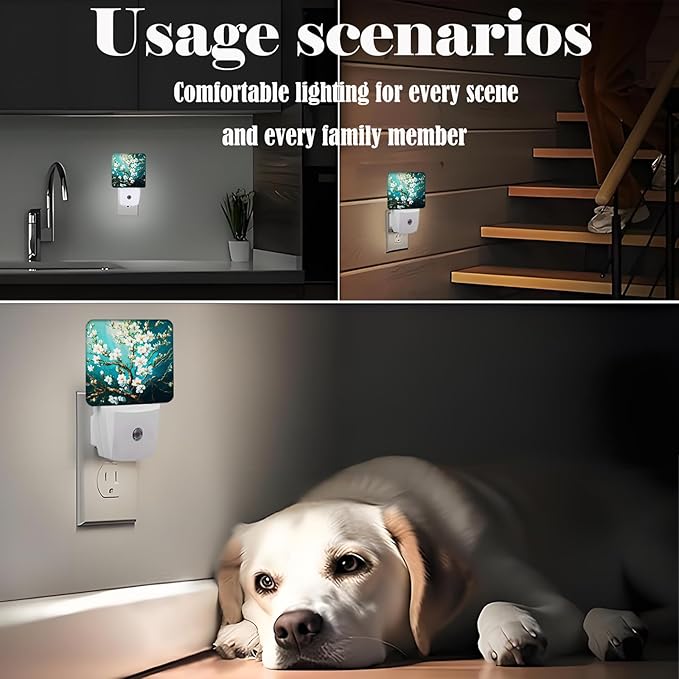 FSHVQKD Blossoming Almond Tree Night Light,Plug-in Nightlights Auto Sensor Night Lamp Dusk to Dawn Lamp Home Decor for Nursery Children Girls Boys