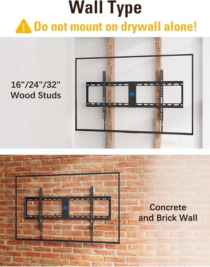 Mounting Dream Fixed TV Wall Mount, Low Profile Wall Mount Bracket for Most 42-90 Inch Television, Flush TVs Mount for Space Saving, Fits 16", 24", 32" Studs, Max VESA 800x400mm and 132lbs MD2361-32