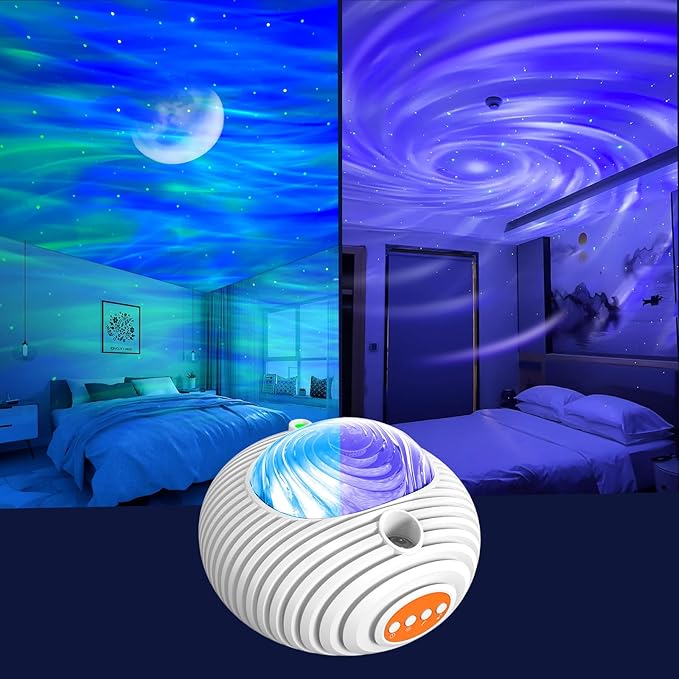 ELITUN Star and Aurora Night Light, Dual Effect Moon Galaxy Projector for Bedroom, 14 Colors with White Noise, Timer & Remote Control, Gifts for Girls, Boys, Adults, Christmas, Birthday