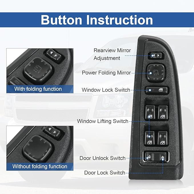 DICMIC Front Driver Side Master Power Window Switch and Door Lock & Black Bezel Assembly Compatible with 2003-2007 Chevrolet, GMC, Cadillac Select Model Replace# 15883320, 920-020, DWS-241